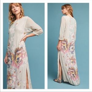 Anthropologie Embellished Floral Column Dress BNWT